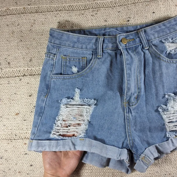 Distressed Denim Women Shorts - Picture 2 of 4